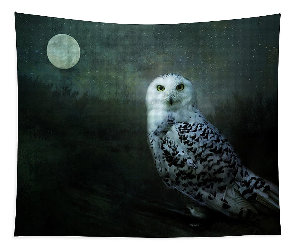 Owl Tapestry featuring the digital art Soul of the Moon by Nicole Wilde
