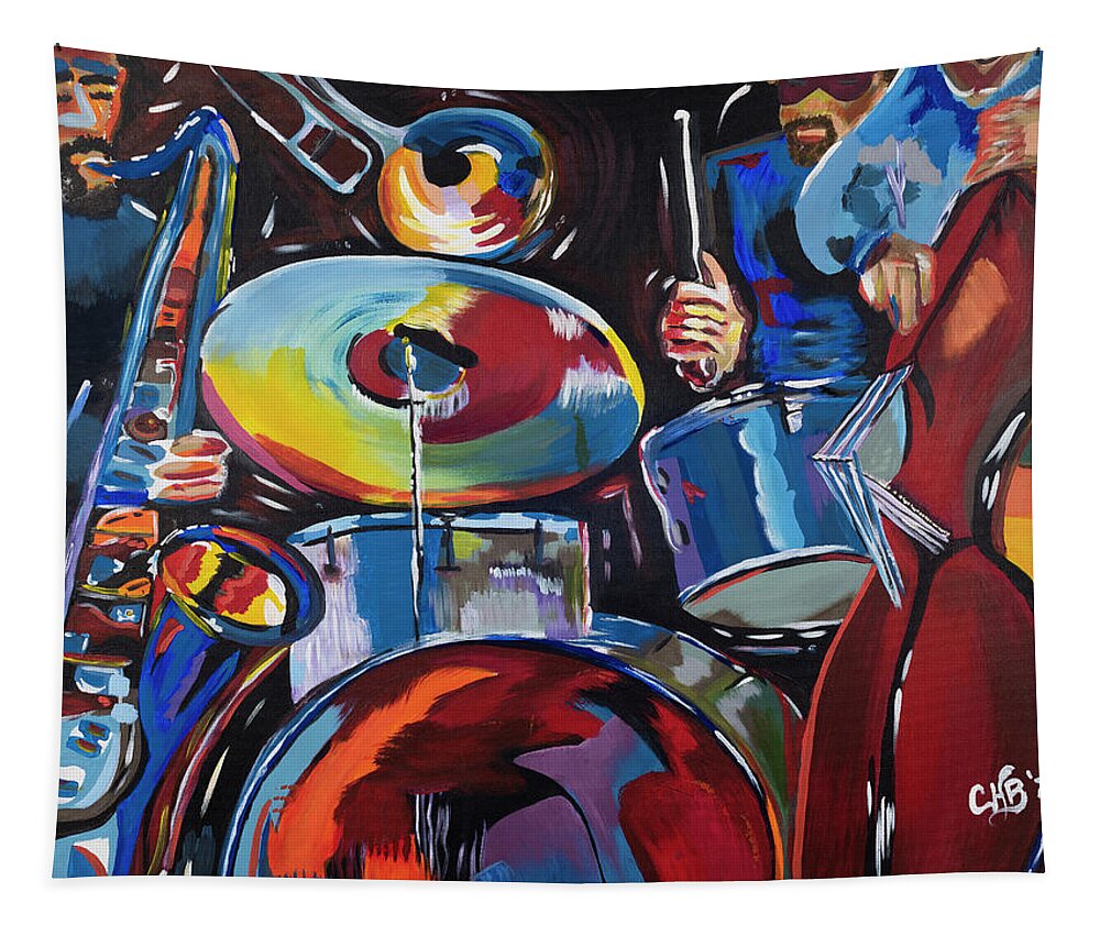 Sound Tapestry featuring the painting Sounds of Jazz by Chiquita Howard-Bostic