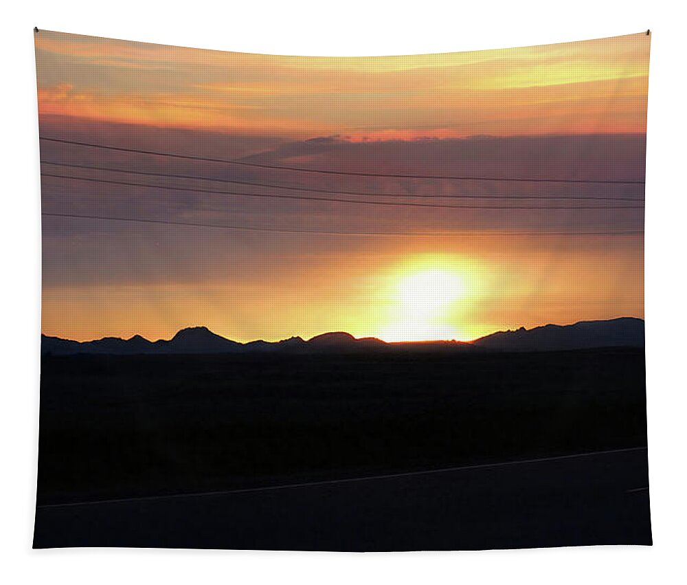 South Dakota Tapestry featuring the photograph South Dakota Badlands Sunset by Cathy Anderson