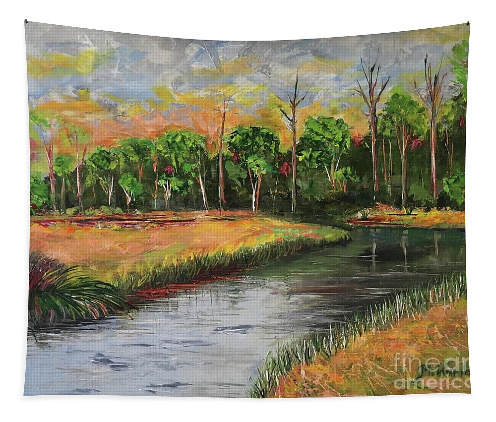 Southern Tapestry featuring the painting Southern sunset by Maria Karlosak