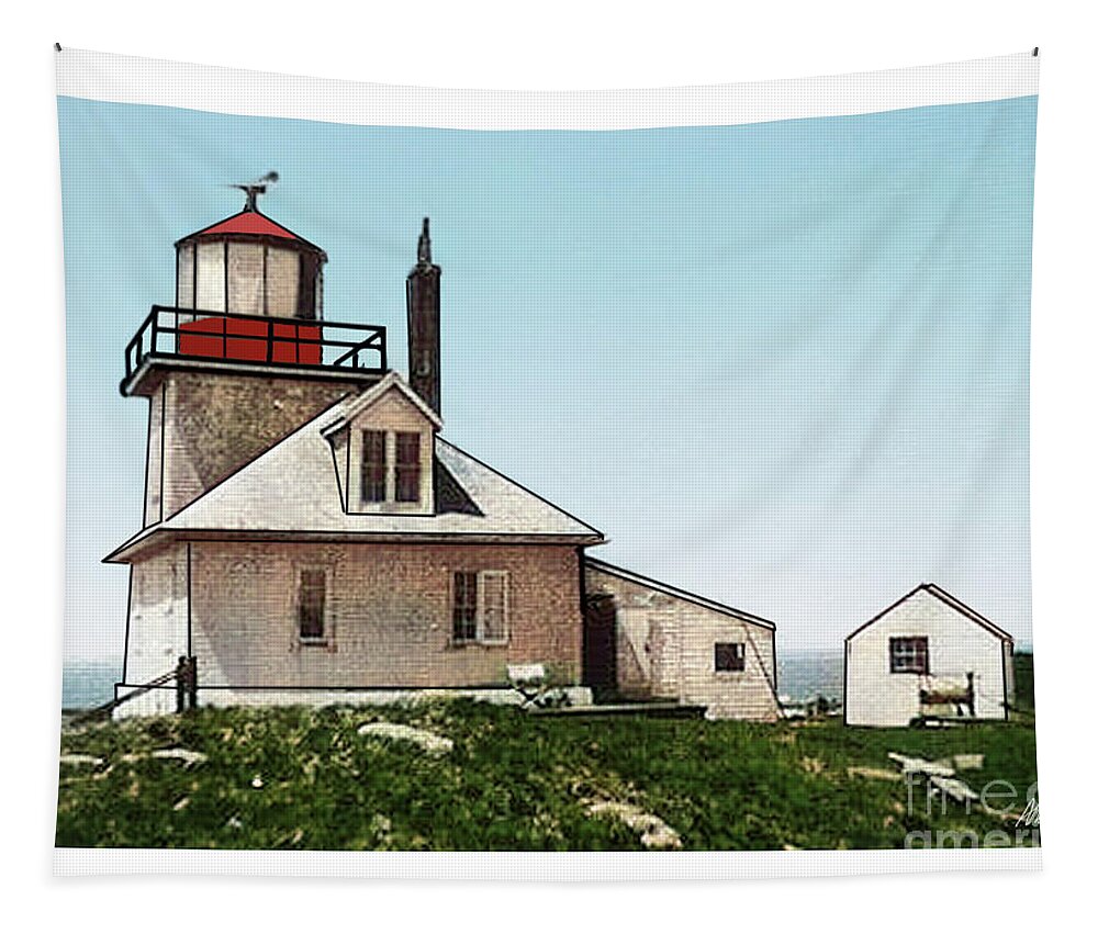 Light Tapestry featuring the digital art Southern Wolf Island Lighthouse by Art MacKay