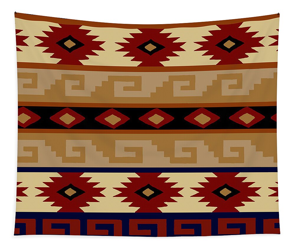 Native American Inspired Tapestry featuring the digital art Southwest Tribal Ethnic Wall Hanging by Vagabond Folk Art - Virginia Vivier