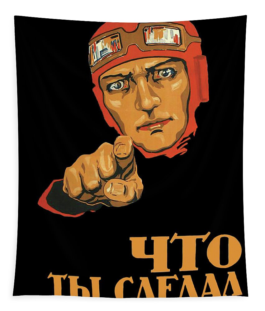 Military Tapestry featuring the digital art Soviet Air Force Pilot by Long Shot