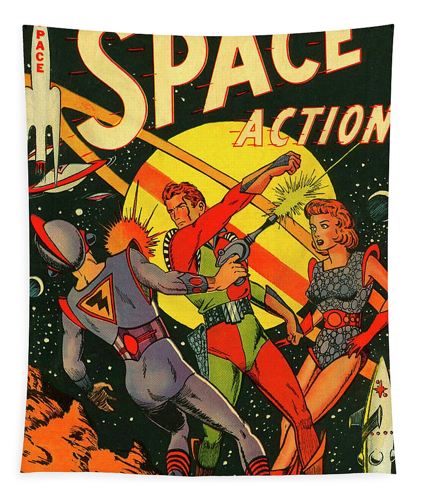 Space Tapestry featuring the digital art Space Action by Long Shot