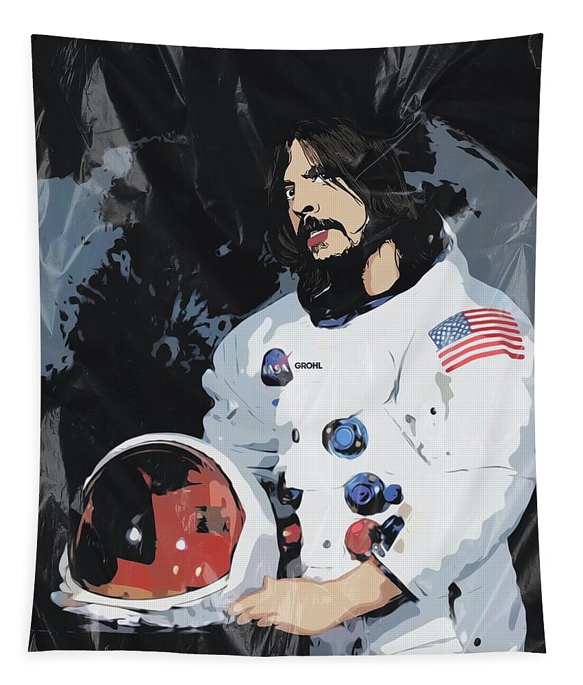 Dave Grohl Tapestry featuring the digital art Space Dave by Christina Rick