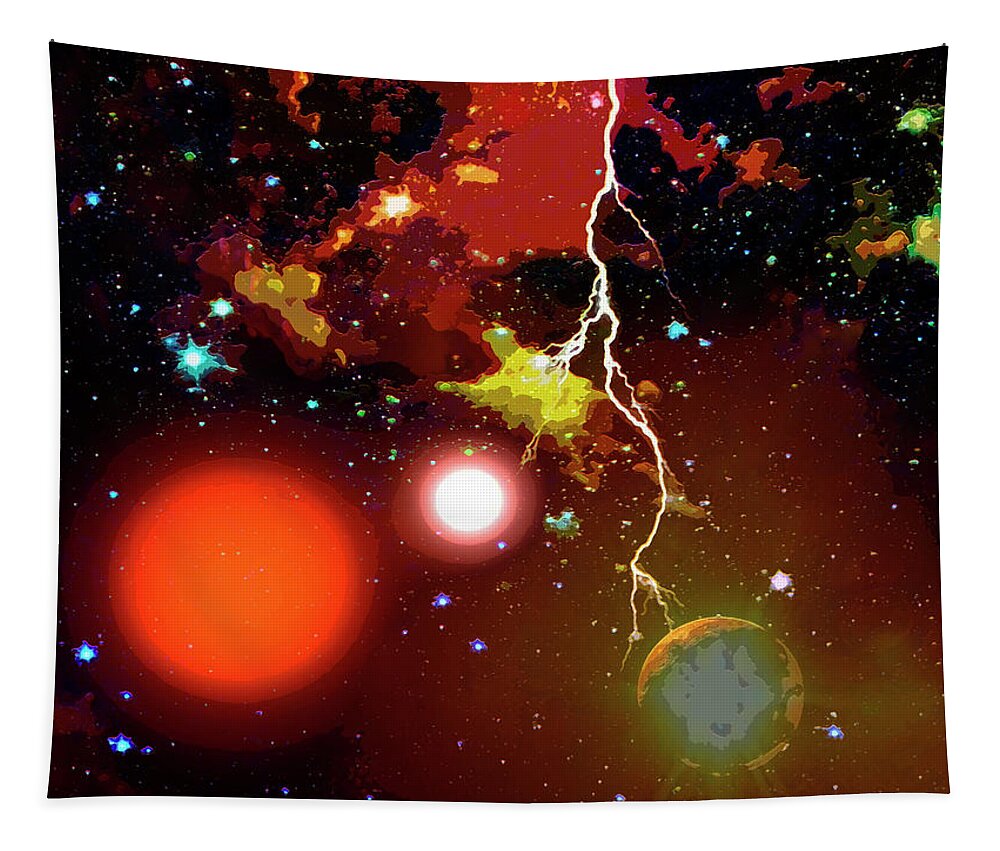 Space Tapestry featuring the digital art Space Lightning by Don White Artdreamer