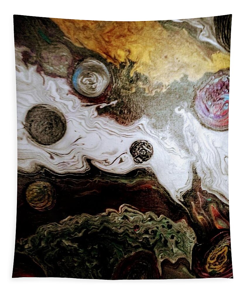 Metallic Tapestry featuring the painting Space Metal by Anna Adams
