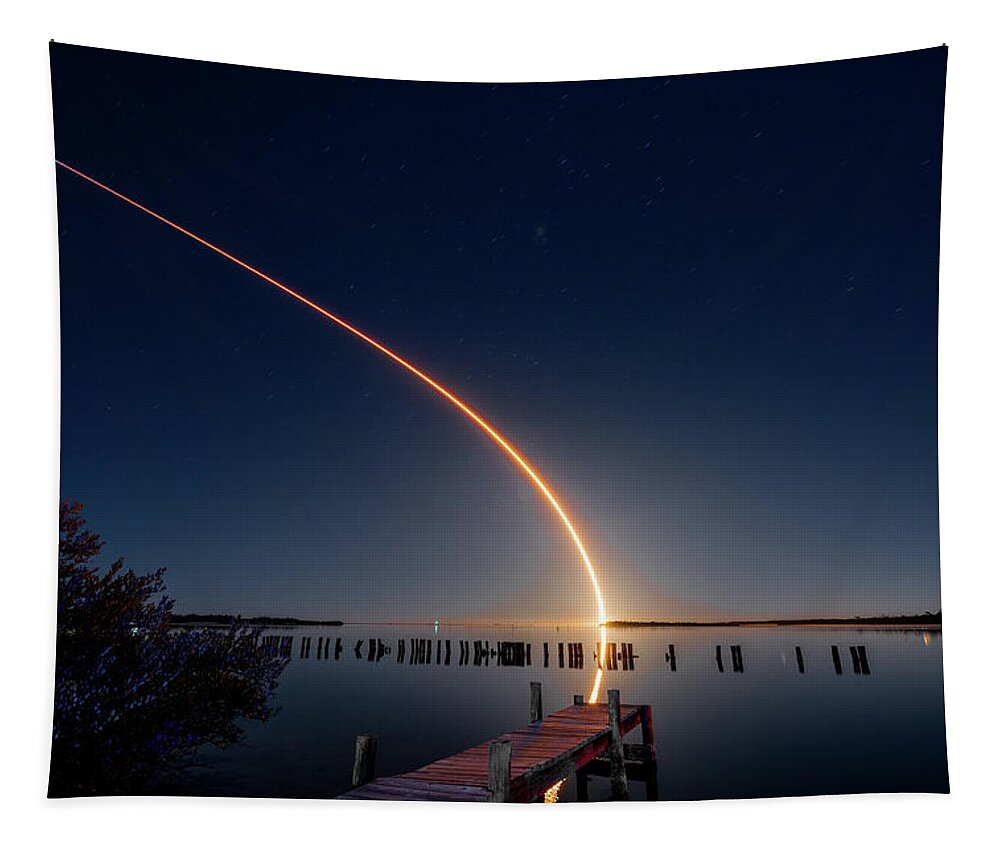 Spacex Tapestry featuring the photograph SpaceX Falcon 9 Night Launch by Norman Peay