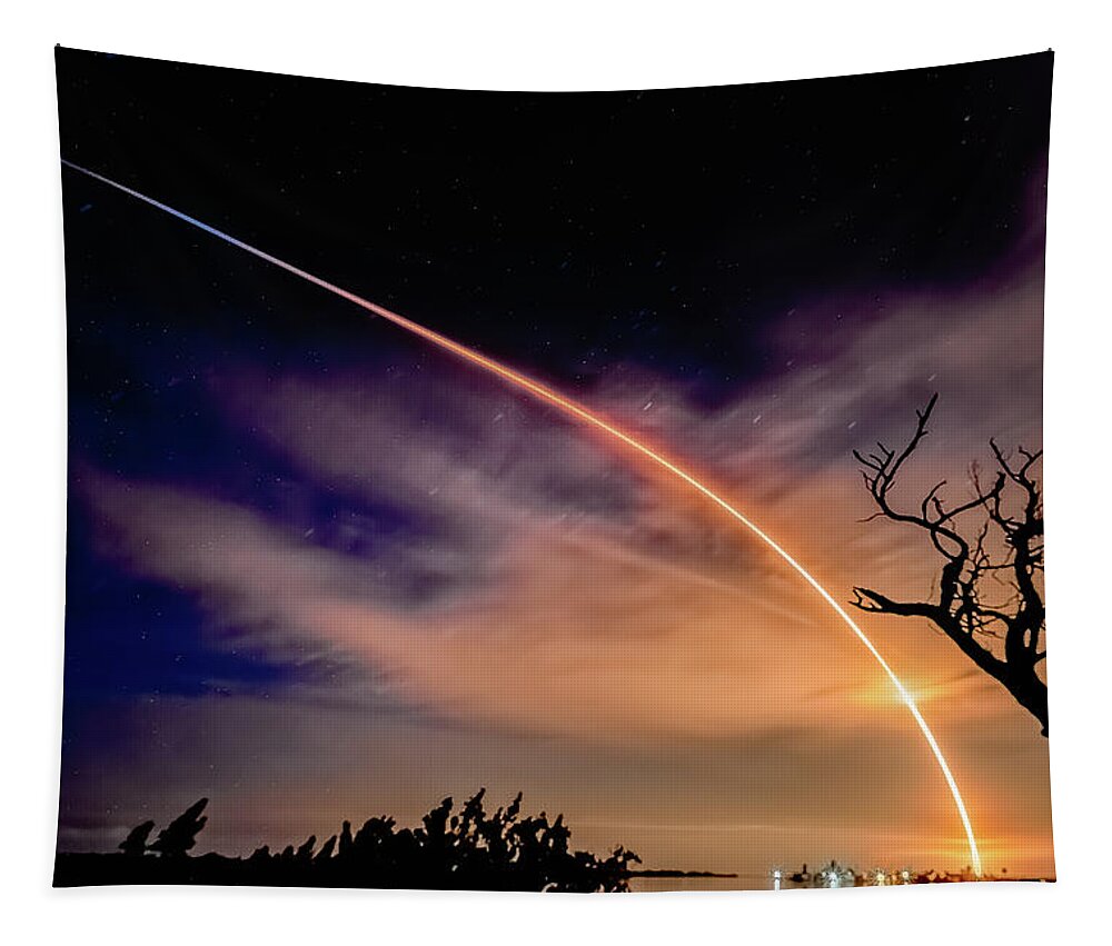 Falcon 9 Tapestry featuring the photograph SpaceX - Seminole Rest by Norman Peay