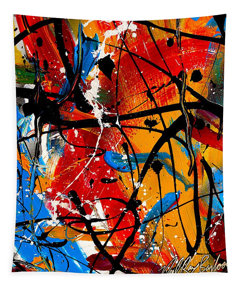 Abstract Tapestry featuring the painting Spam Filter On by Neal Barbosa