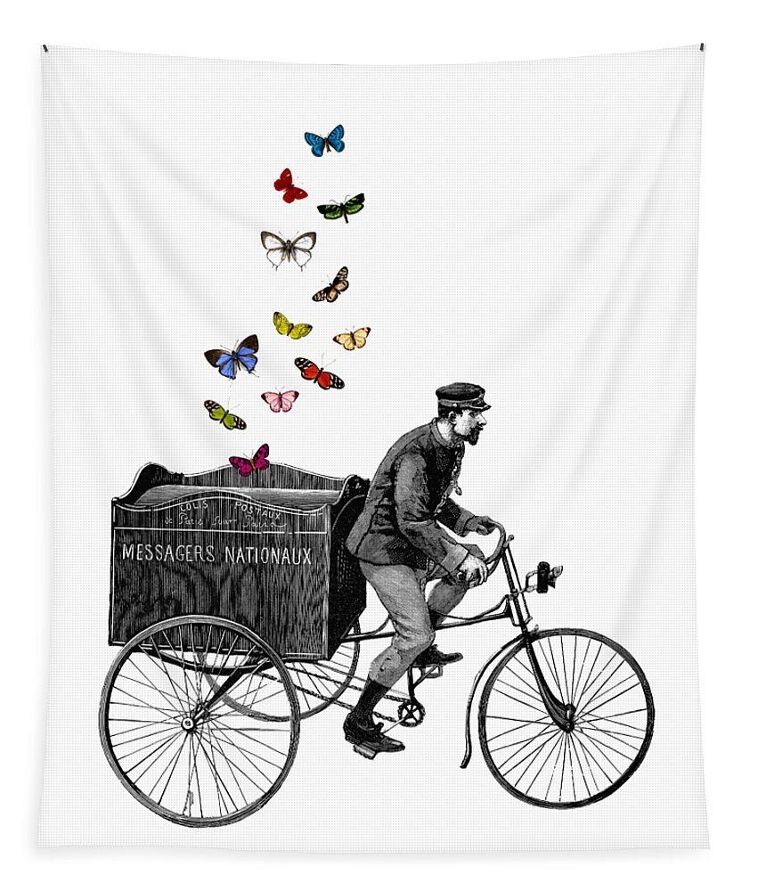 Postman Tapestry featuring the digital art Special Delivery by Madame Memento