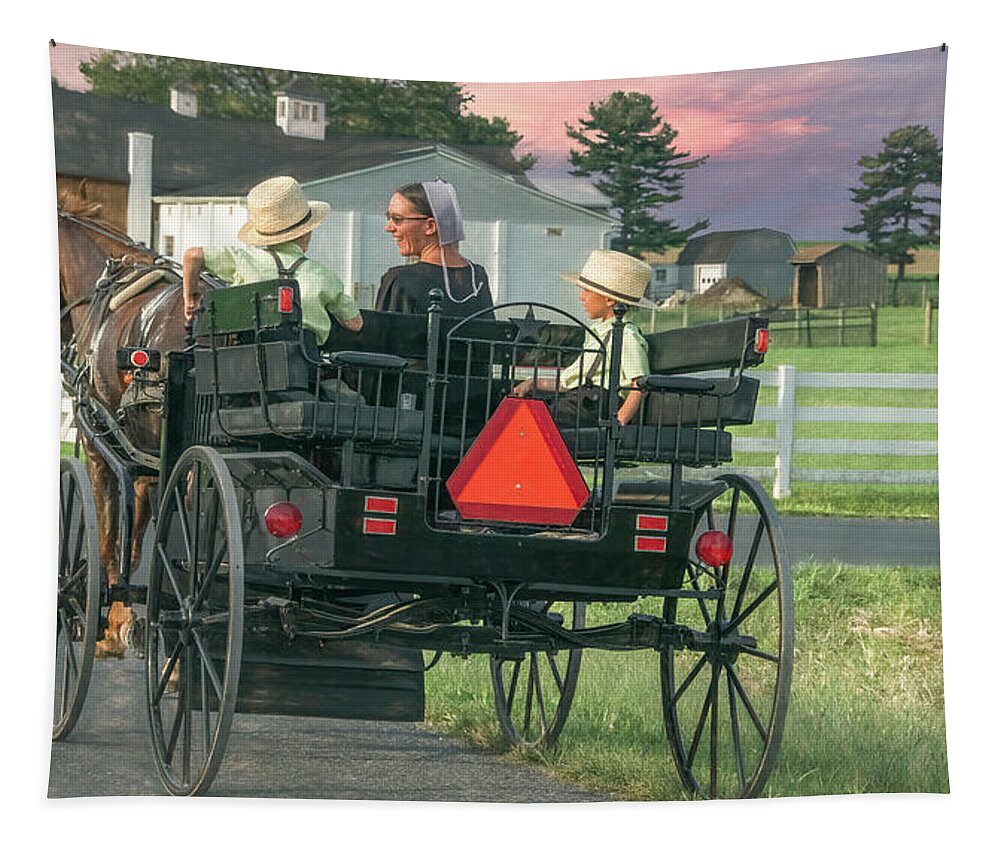 Amish Tapestry featuring the photograph Special Evening for Mom and Sons by Marcy Wielfaert