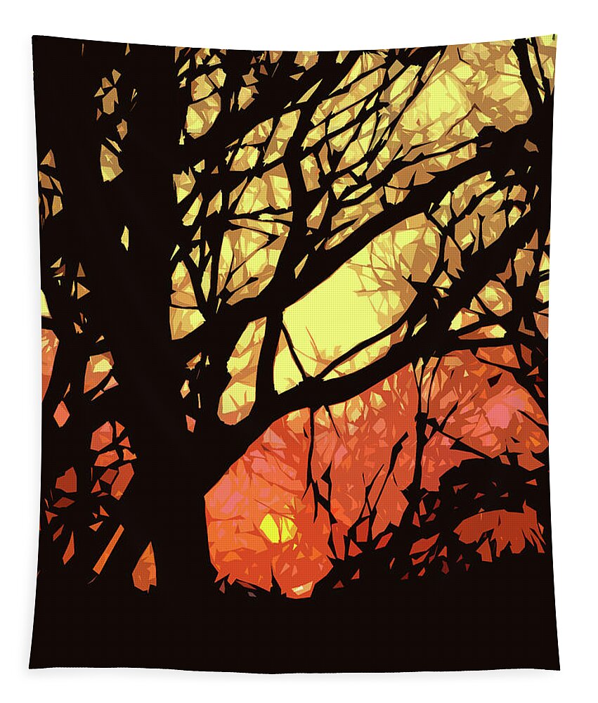 Sunset Tapestry featuring the digital art Spectacular Sunset by Nancy Olivia Hoffmann