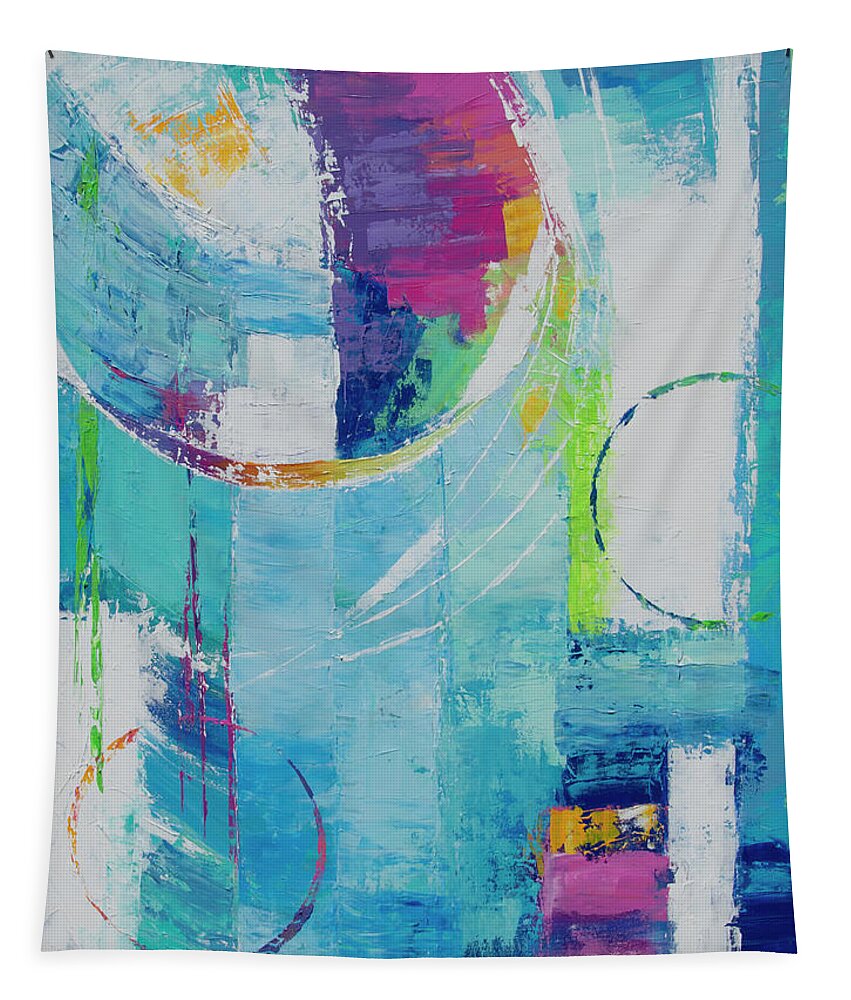 Colorful Tapestry featuring the painting Spinning Into Control by Linda Bailey