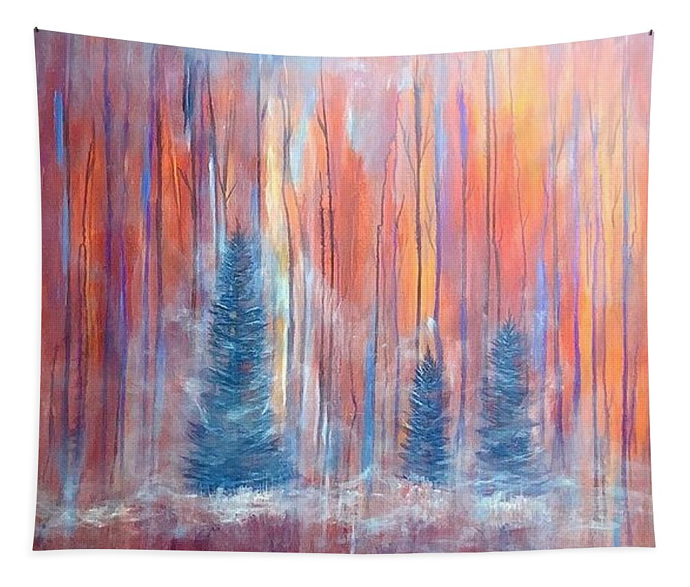 Acrylic Painting Tapestry featuring the painting Spirits at Dusk by Soraya Silvestri