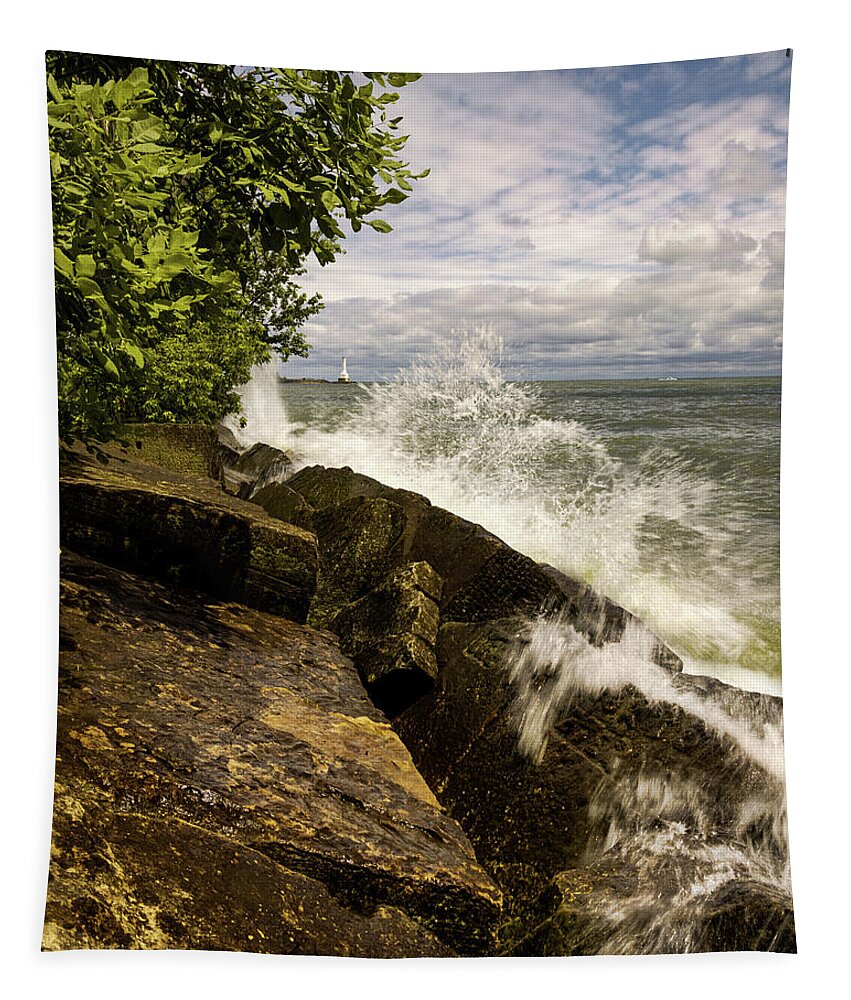 Lighthouse Tapestry featuring the photograph Splash by SC Shank