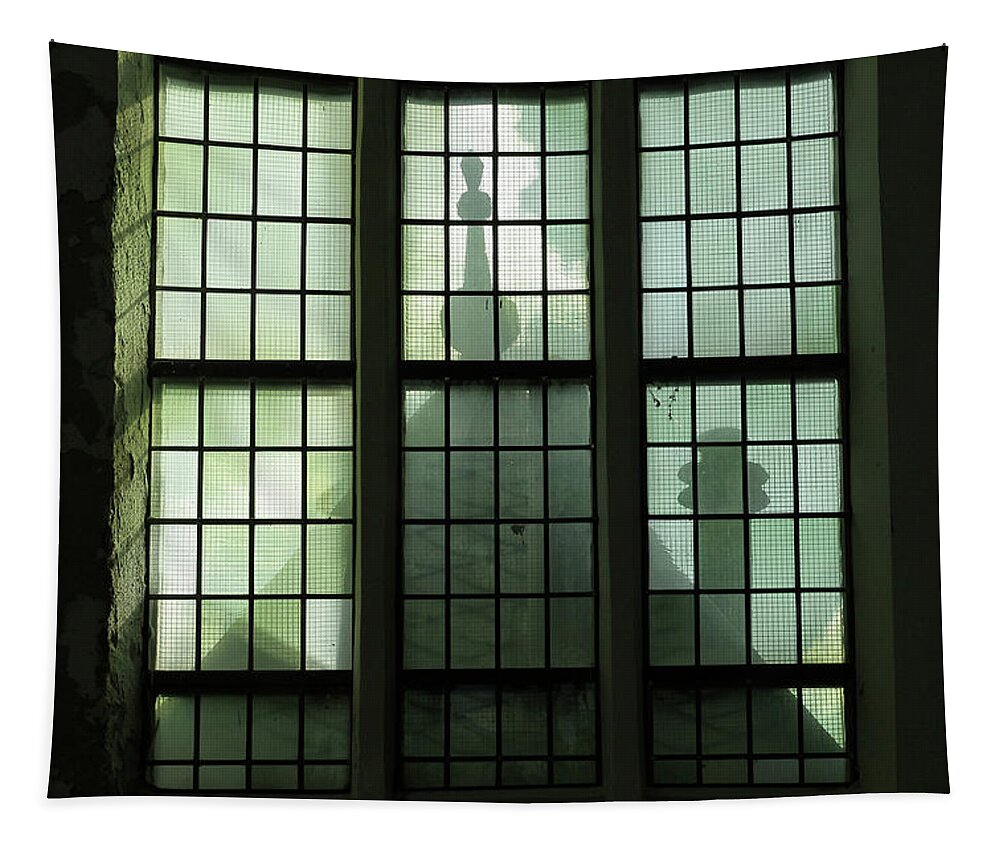 Window Tapestry featuring the photograph Spooky Window by Maria Meester