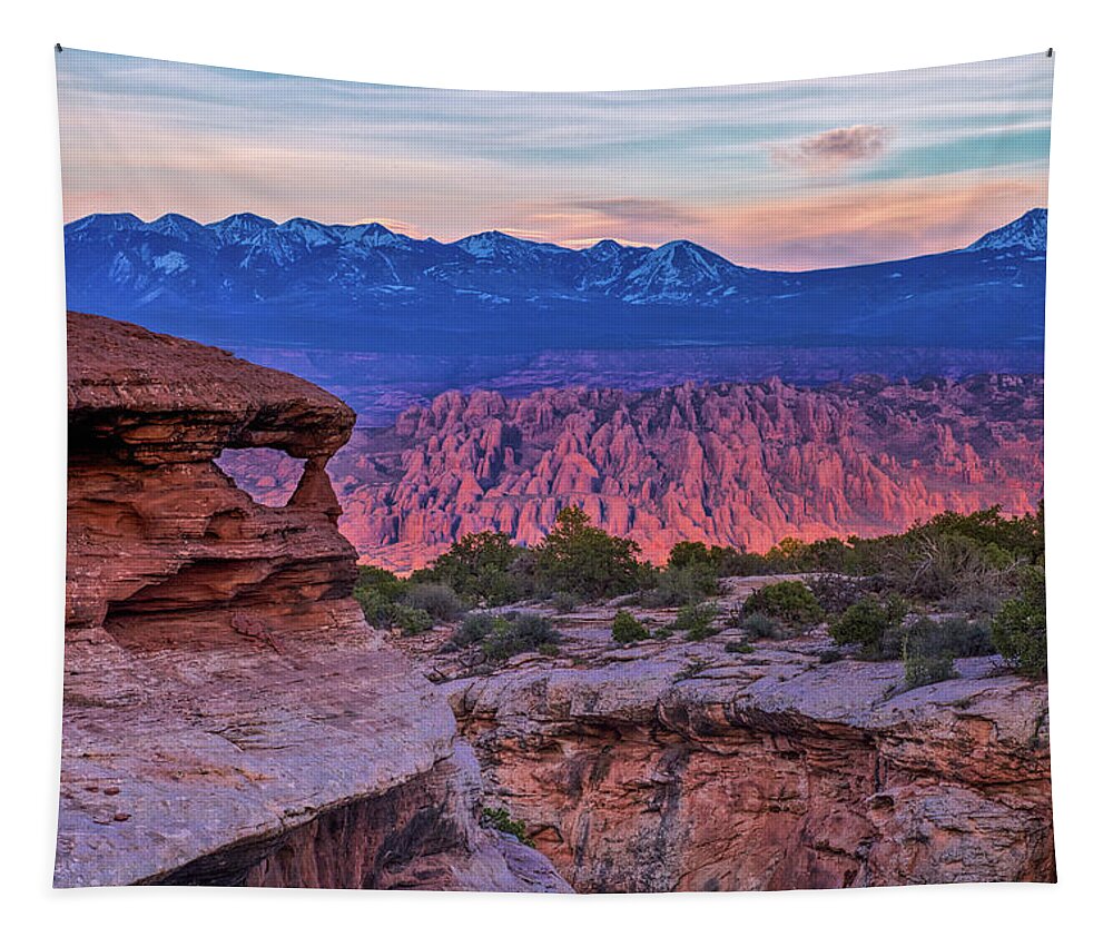Moab Tapestry featuring the photograph Spotlight on Behind The Rocks by Dan Norris