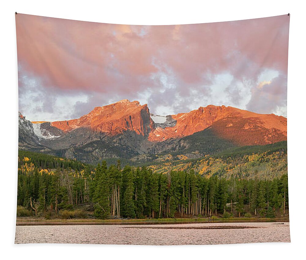 Sprague Lake Tapestry featuring the photograph Sprague Lake Autumn Sunrise by Aaron Spong