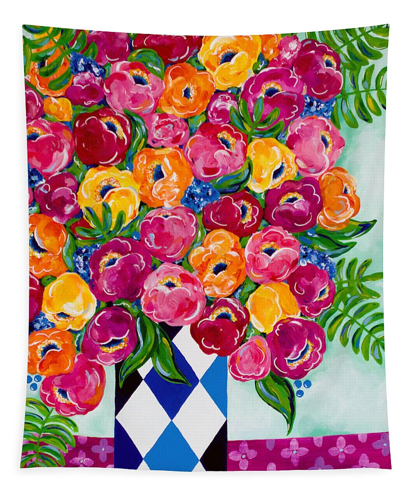 Flower Bouquet Tapestry featuring the painting Spring Blooms by Beth Ann Scott
