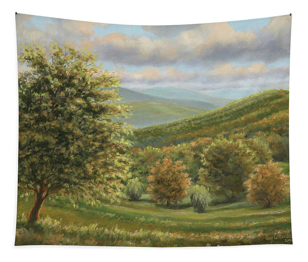 Oil Paintings Tapestry featuring the painting Spring Greens by Guy Crittenden