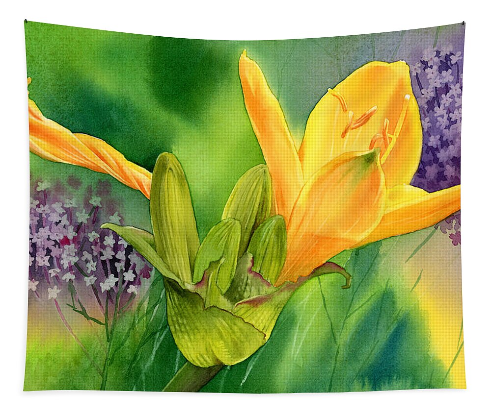Lily Tapestry featuring the painting Spring Melody by Espero Art