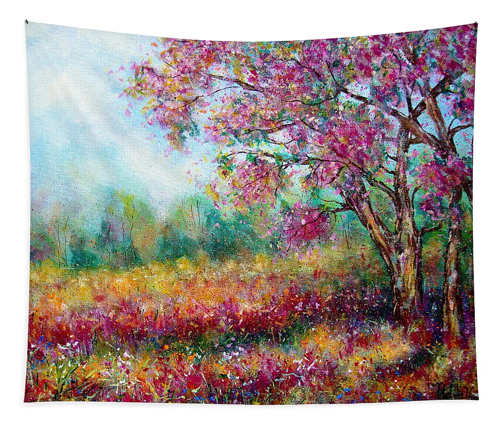 Landscape Tapestry featuring the painting Spring by Natalie Holland