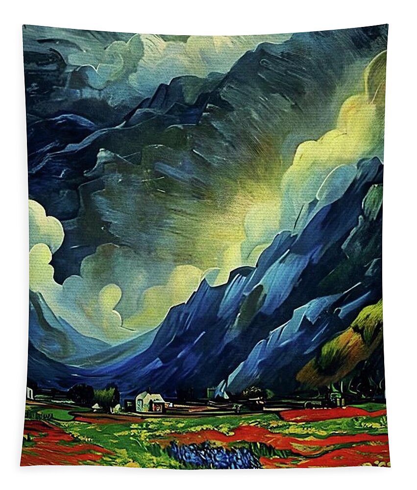 Storm Tapestry featuring the painting Spring Showers For The Flowers by Ally White
