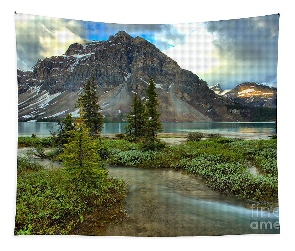 Bow Tapestry featuring the photograph Spring Streams Into Bow Lake by Adam Jewell