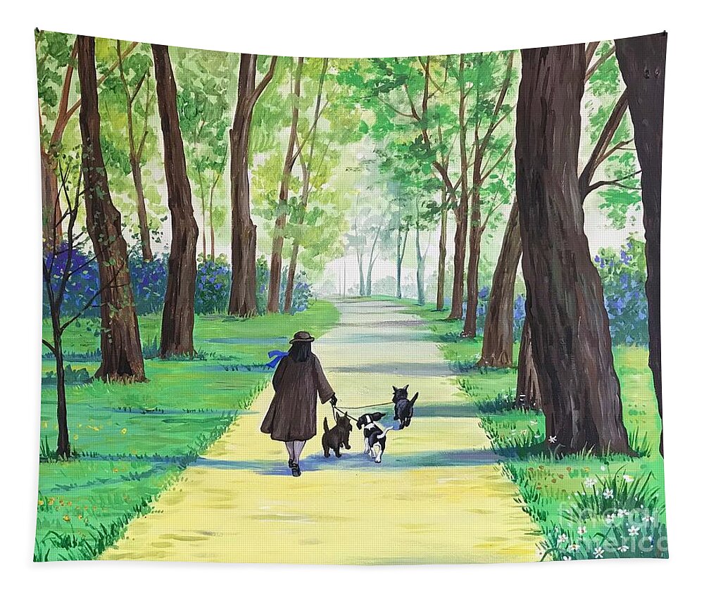 Print Tapestry featuring the painting Spring Walk by Margaryta Yermolayeva