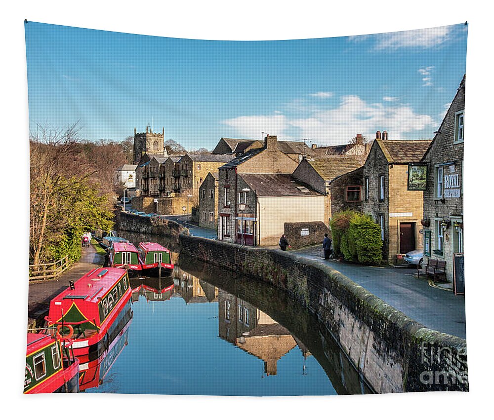 Uk Tapestry featuring the photograph Springs Branch, Leeds and Liverpool Canal, Skipton by Tom Holmes Photography
