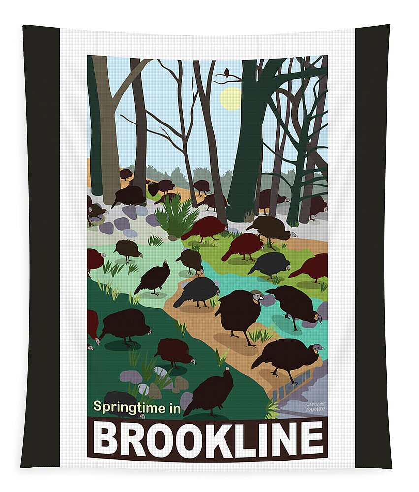 Brookline Tapestry featuring the digital art Springtime in Brookline by Caroline Barnes