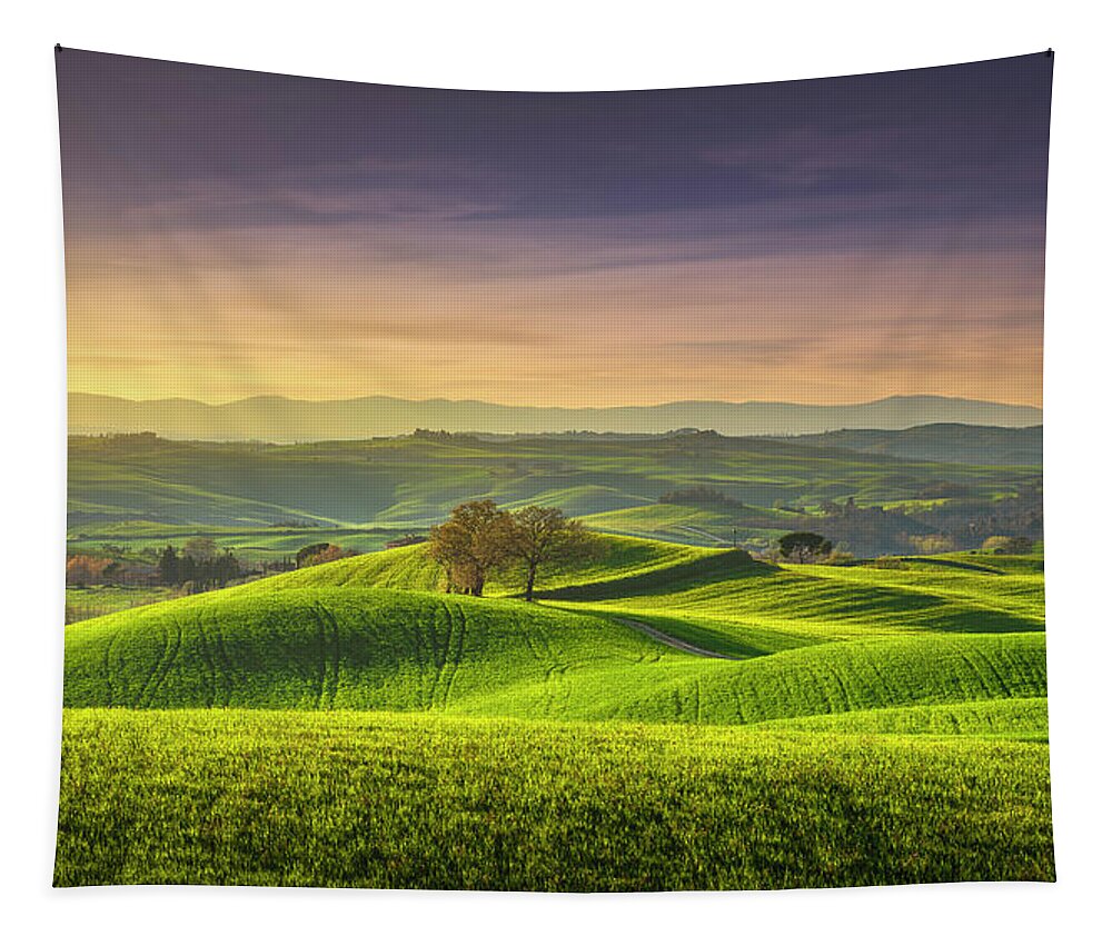 Springtime Tapestry featuring the photograph Springtime in Tuscany, Pienza by Stefano Orazzini