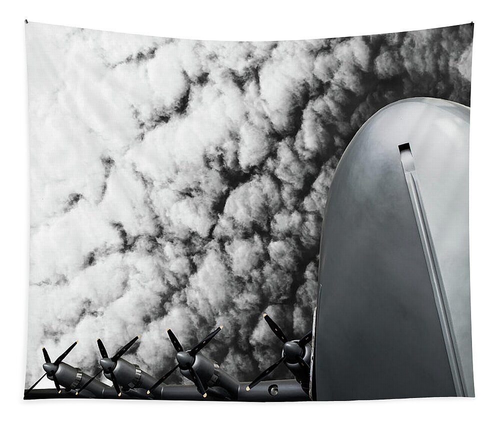 Spruce Goose Tapestry featuring the photograph Spruce Goose Propellers Black and White by Rebecca Cozart