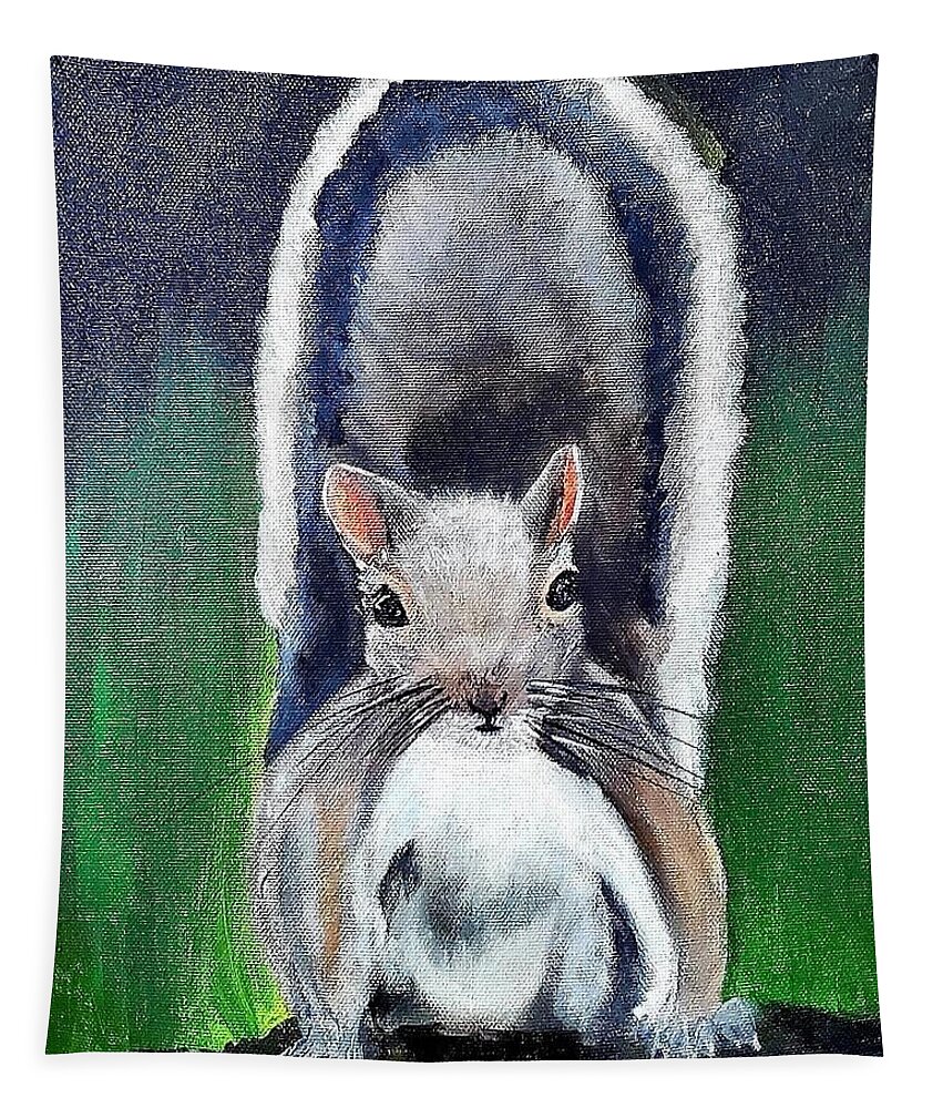 Squirrel Tapestry featuring the painting Squirrel by Amy Kuenzie