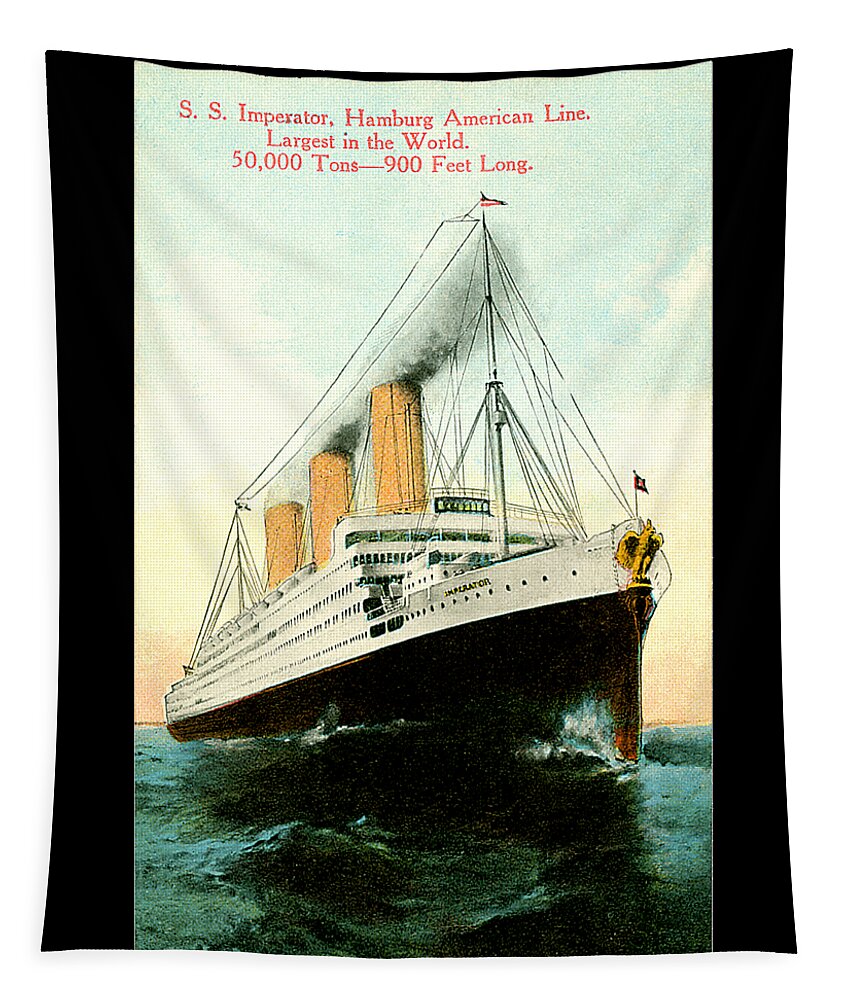S/s Imperator Tapestry featuring the painting SS Imperator Hamburg America Line	 by Unknown