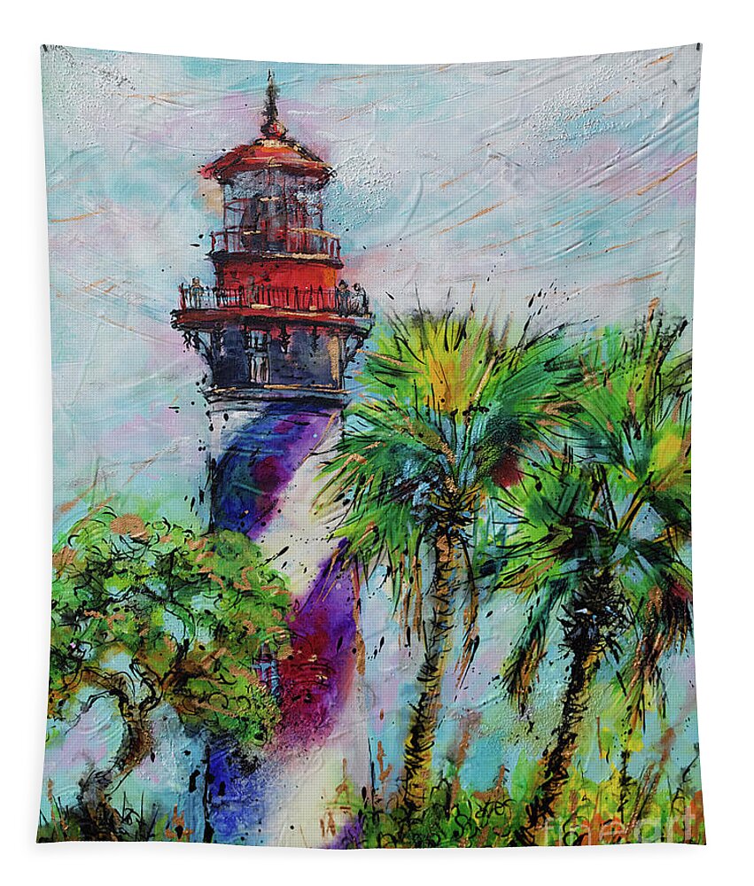 St. Augustine Lighthouse Tapestry featuring the painting St. Augustine Lighthouse by Jyotika Shroff