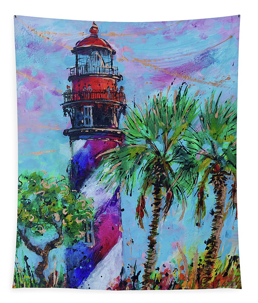  Tapestry featuring the painting St. Augustine Lighthouse ll by Jyotika Shroff