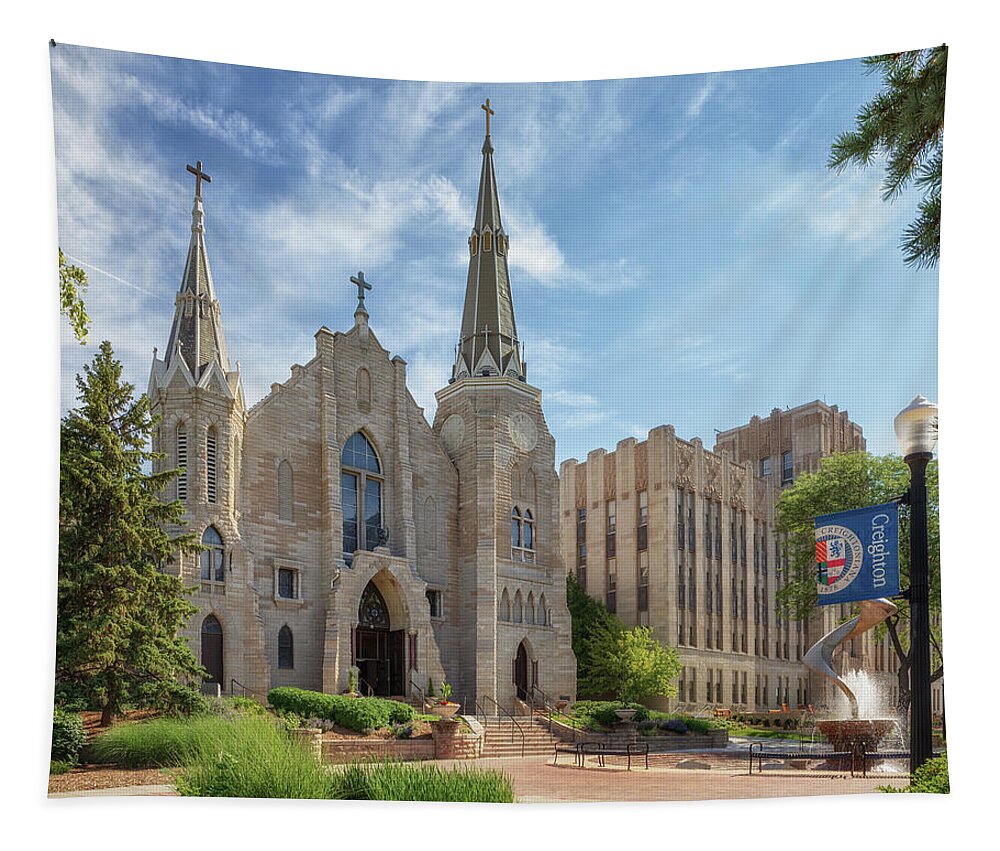 Creighton University Tapestry featuring the photograph St. John's Parish - Creighton University by Susan Rissi Tregoning