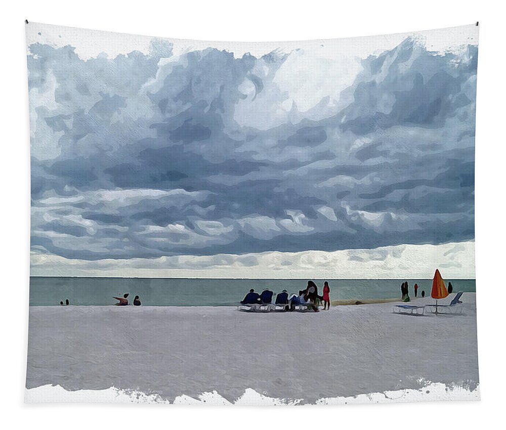  Rain Tapestry featuring the digital art St. Pete Beach by Chauncy Holmes