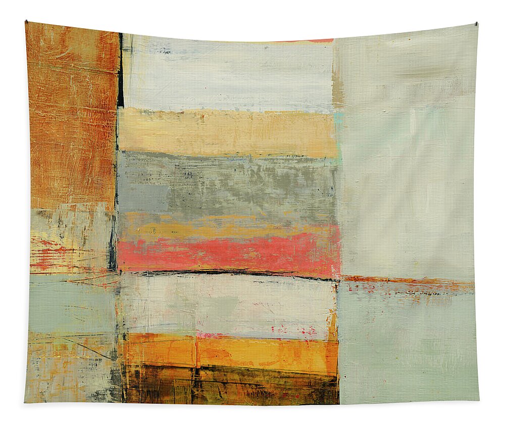 Abstract Art Tapestry featuring the painting Stacked Stripes #11 by Jane Davies