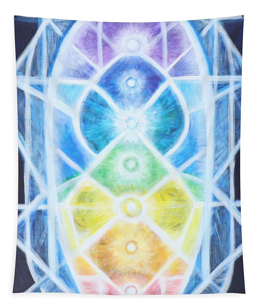 Chakras Tapestry featuring the painting Stained Glass Chakras by Holly Stone