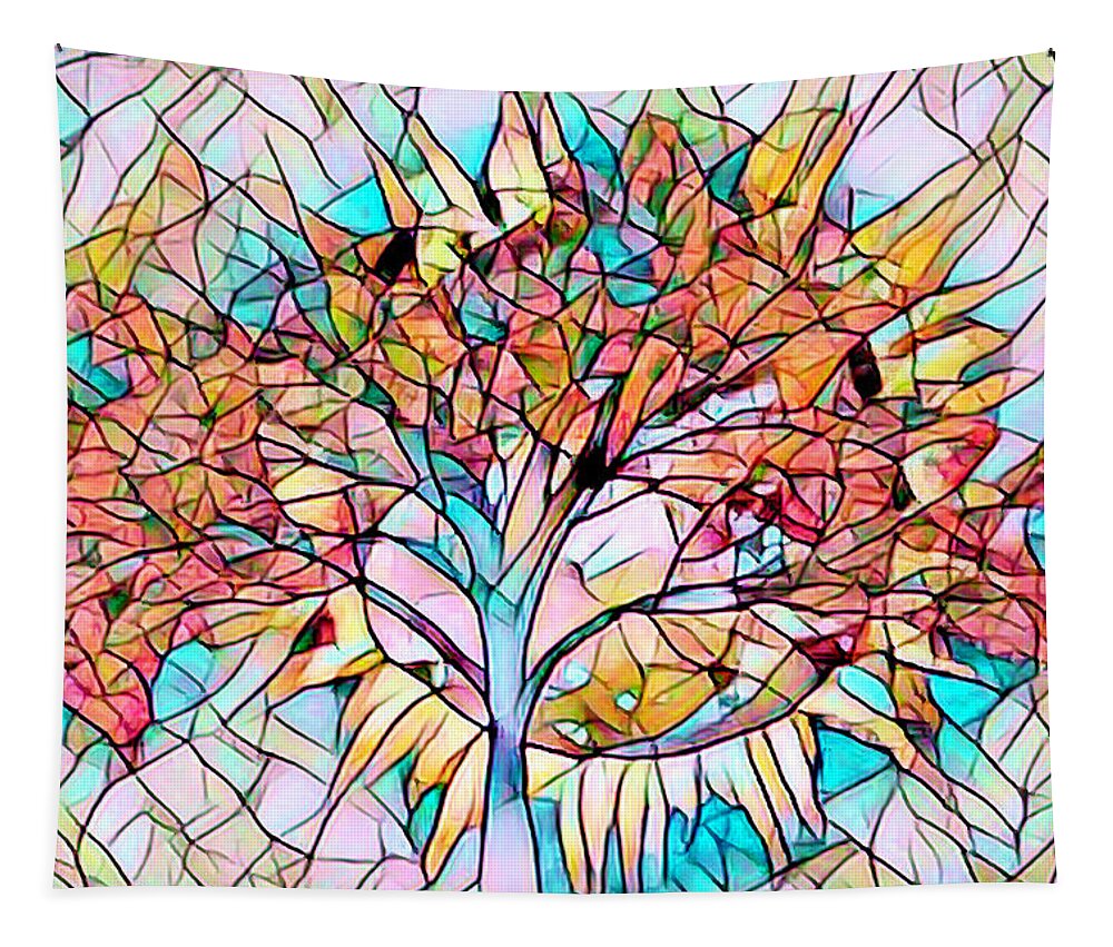 2017 Tapestry featuring the photograph Stained Glass Tree in the Sun by Debra and Dave Vanderlaan