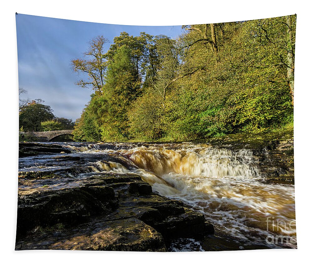 England Tapestry featuring the photograph Stainforth Force In Early Autumn by Tom Holmes Photography