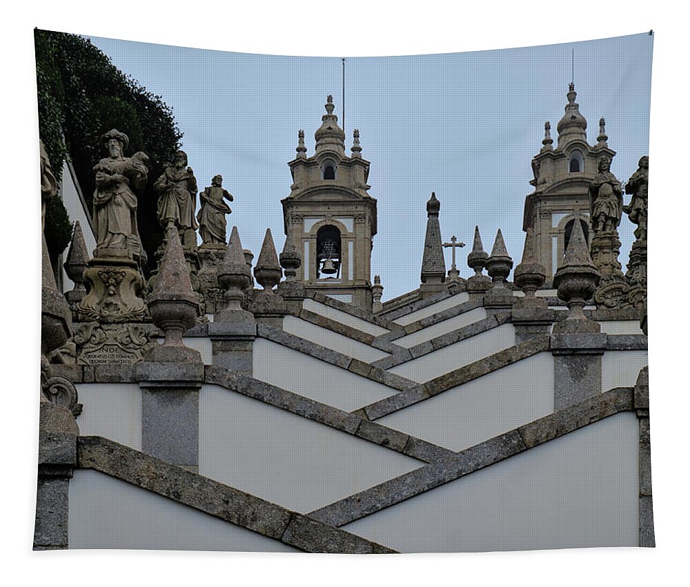 Portugal Tapestry featuring the photograph Stairs perspective in Bom Jesus de Braga by Angelo DeVal