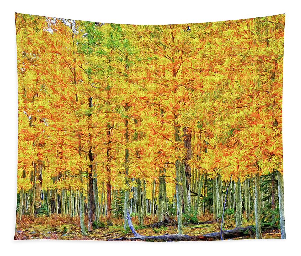 Foliage Tapestry featuring the photograph Stand of Aspens-Digital Art by Steve Templeton