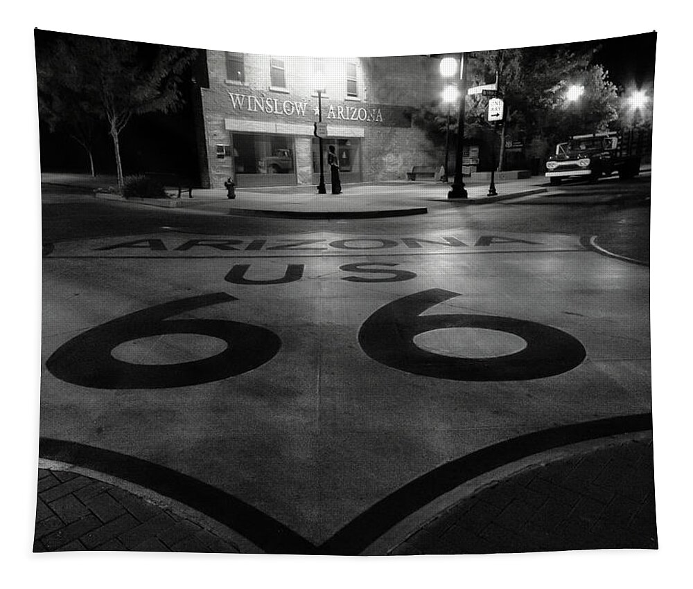 Route 66 Tapestry featuring the photograph Standin' on the Corner in Winslow, AZ by Micah Offman