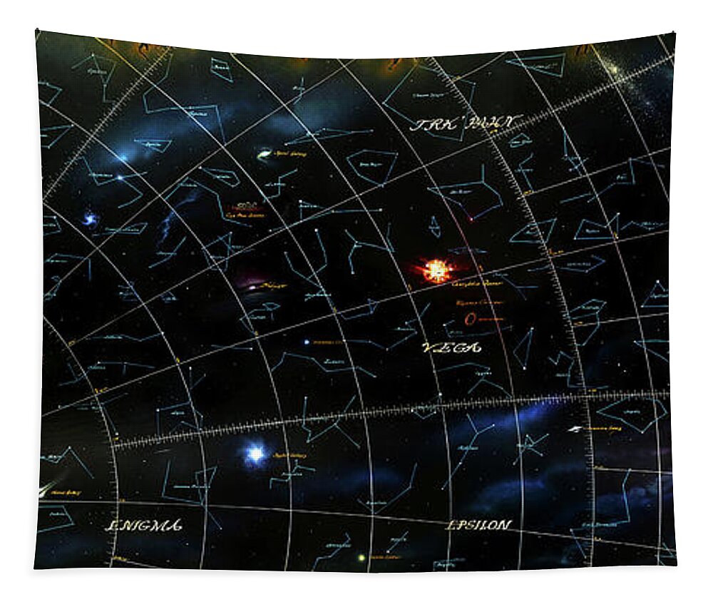 Star Map Tapestry featuring the digital art Star Chart by Adam Burch