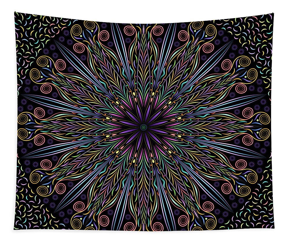 Illuminated Mandalas Tapestry featuring the digital art Star Of Bright Feathers by Becky Titus