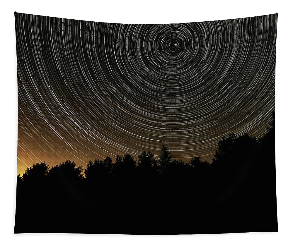 Star Tapestry featuring the photograph Star Trail Scratched Record by Doolittle Photography and Art